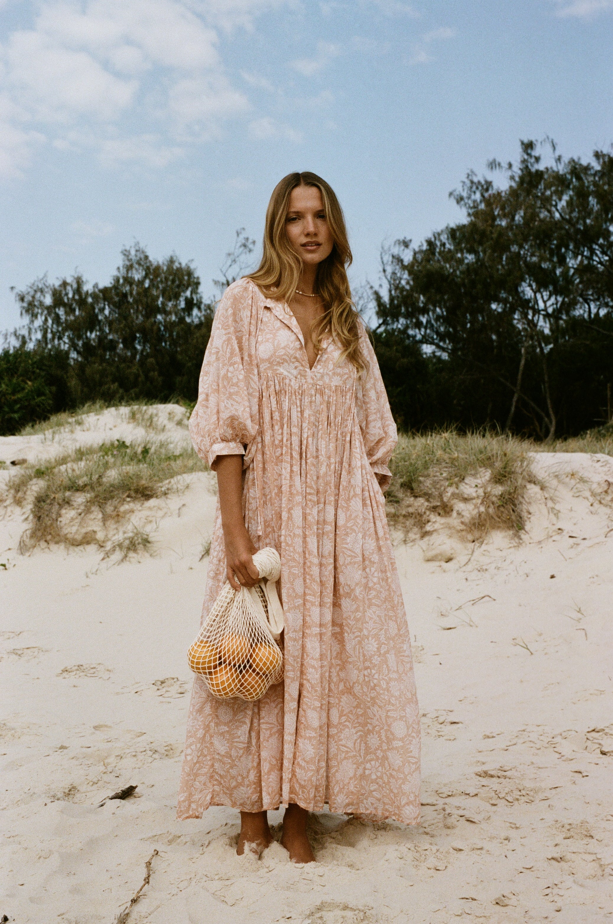 Kyra Maxi Dress ~ Apricot Blush – Daughters of India
