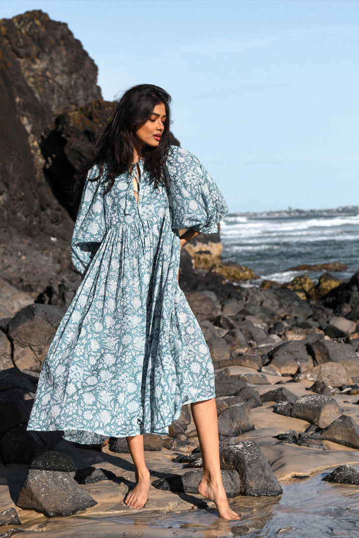Kyra Midi Dress ~ Ocean Blue