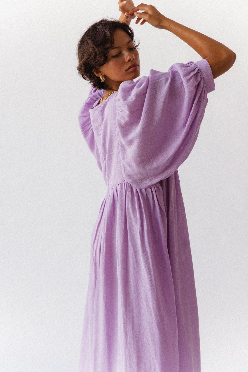 Kyra Midi Dress ~ Lilac Gauze