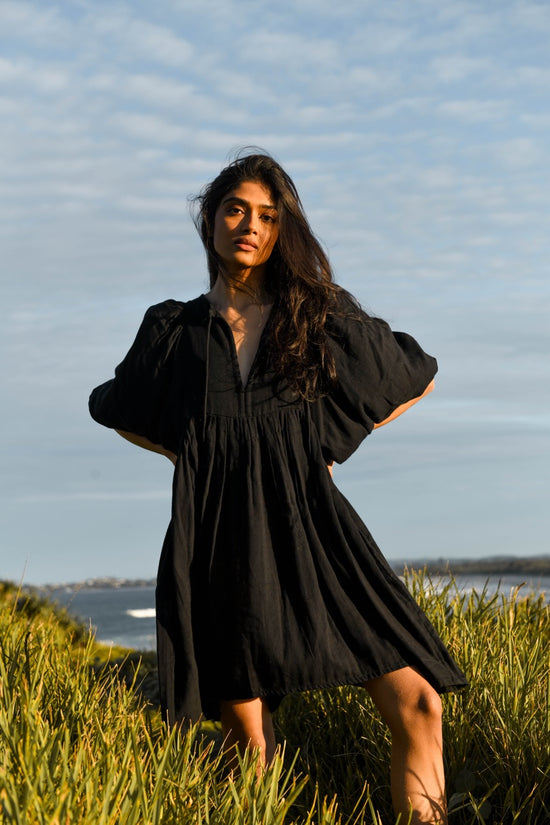 Kyra Mini Dress ~ Black Gauze